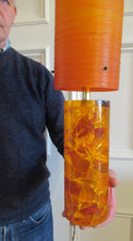 Load image into Gallery viewer, 1970s Orange Shattaline Perspex Lamp with Original Tangerine Shadee
