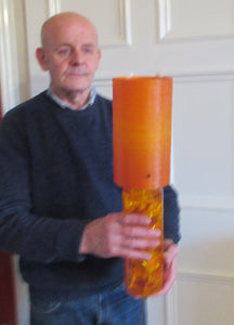 1970s Orange Shattaline Perspex Lamp with Original Tangerine Shadee