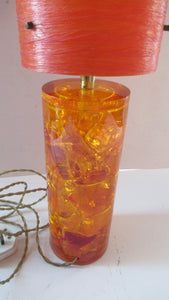 1970s Orange Shattaline Perspex Lamp with Original Tangerine Shadee