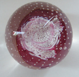 1980s Innes Burns Pink Cauldron Caithness Scottish Glass Paperweight