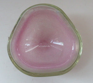 Vintage Murano Glass Geode Bowl Pink and White Seguso Style