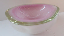 Load image into Gallery viewer, Vintage Murano Glass Geode Bowl Pink and White Seguso Style
