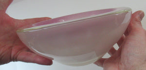 Vintage Murano Glass Geode Bowl Pink and White Seguso Style