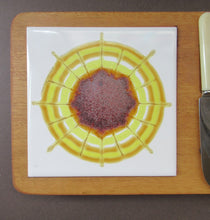 Load image into Gallery viewer, 1960s Syd Walker Ceramic and Oak Cheeseboard. Scottish Retail Historical Item
