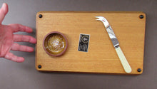 Load image into Gallery viewer, 1960s Syd Walker Ceramic and Oak Cheeseboard. Scottish Retail Historical Item
