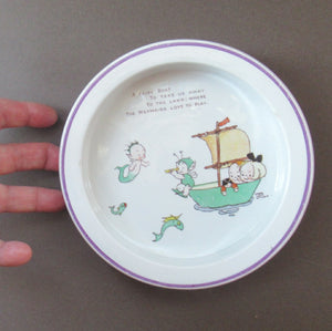 1930s Shelley Baby's Bowl with Mermaid and Boo Boo