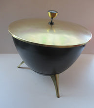 Load image into Gallery viewer, Vintage 1950s Flying Saucer Space Age Atomic Coal or Log Bucket. Tripod Legs
