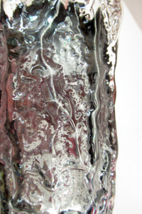 1960s Whitefriars Glass Pewter Bark Vase