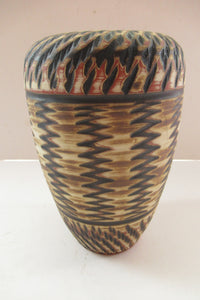 Vintage Mid-Century Modern Sgraffito Terracotta Vase; Possibly by Alfred Krupp for Wekara