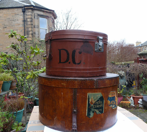 Pair of Antique 1920s Bentwood Wooden Large Hat Boxes