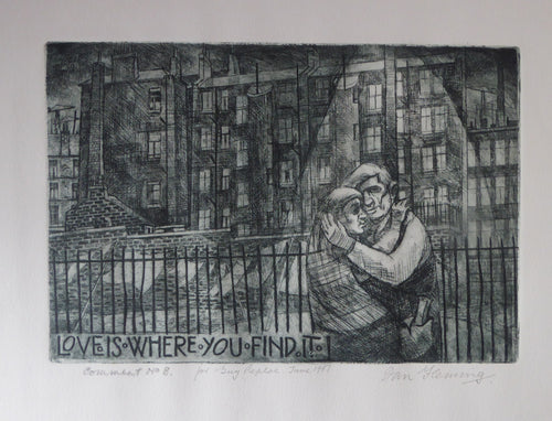 Scottish Art Ian Fleming Comment Series Pencil Signed Etching and Aquatint