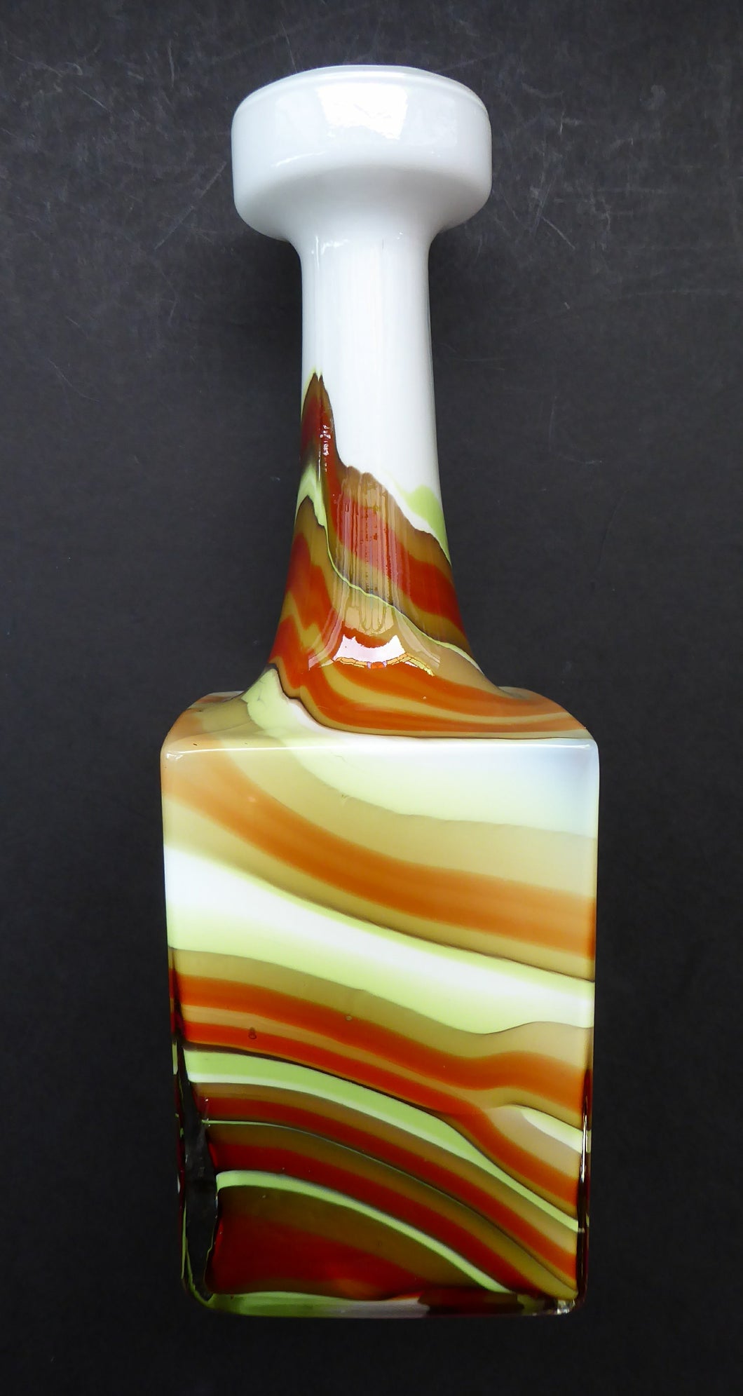 ITALIAN V.B. Opaline Glass Marble / Agate Pattern Glass Vase