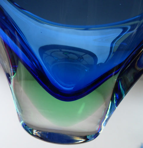 1960s MURANO Sommerso Double Cased Glass Sculptural Bowl 