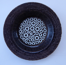 Load image into Gallery viewer, Britt-Louise Sundell Shallow SWEDISH Bowl with Abstract Circular Patterns, for GUSTAVSBERG: Impressed Signature and Labels
