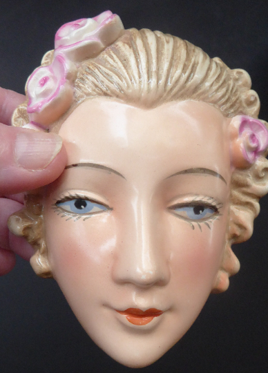 ART DECO Goebel Wall Mask. Smaller Sized One: 1930s Glamour Lady with ...