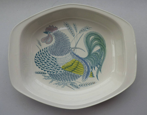 LARGE 1960s Poole Pottery Serving Dish ROOSTER. Designed by Robert Jefferson