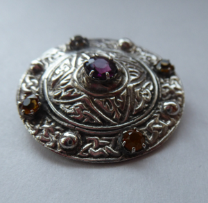 Vintage Silver Celtic Shield Brooch. Marked Silver - but most probably made by Shipton & Co, Birmingham