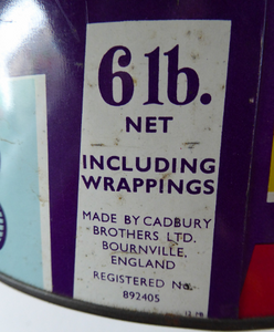 1960s Cadbury's Lucky Numbers 6lb Biscuit Tin