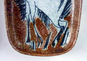 1950s Mid-Century Italian Sgraffito Ceramic Dishes. Pair with Bull and Horse, Probably by FRATELLI FANCIULLACCI