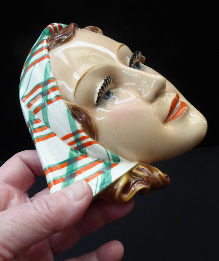 ART DECO Goebel Wall Mask. 1930s Lady with Checked Headscarf and Model ...