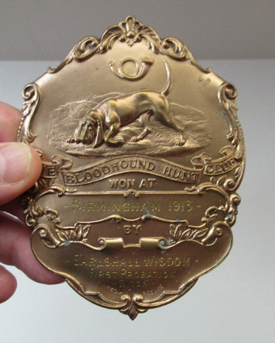 British Dog Club Memorabilia. The Bloodhound Hunter Club Award 1913