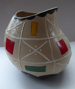 Rare BRENTLEIGH WARE 1950s Atomic Gourd Shaped Vase: SUSA Shape and Rarer Beige Colour