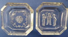 Load image into Gallery viewer, HEINRICH HOFFMAN. Pair of 1930s Intaglio Clear Czech Glass Pin Salt Dishes. Cupid &amp; Little Dutch Boys Smoking
