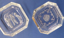 Load image into Gallery viewer, HEINRICH HOFFMAN. Pair of 1930s Intaglio Clear Czech Glass Pin Salt Dishes. Cupid &amp; Little Dutch Boys Smoking
