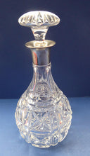 Load image into Gallery viewer, 1930s MAPPIN &amp; WEBB and John Walsh Crystal Hallmarked Silver Neck Decanter. KENILWORTH Cut Pattern
