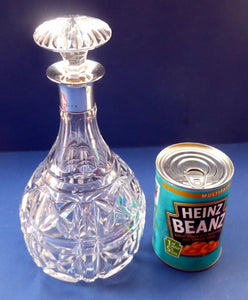 1930s MAPPIN & WEBB and John Walsh Crystal Hallmarked Silver Neck Decanter. KENILWORTH Cut Pattern