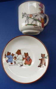 RARE 1920s NURSERY Ware: Paragon China Cup and Saucer. Teddie's Bedtime and Market Day