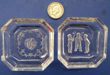 Load image into Gallery viewer, HEINRICH HOFFMAN. Pair of 1930s Intaglio Clear Czech Glass Pin Salt Dishes. Cupid &amp; Little Dutch Boys Smoking
