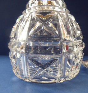 1930s MAPPIN & WEBB and John Walsh Crystal Hallmarked Silver Neck Decanter. KENILWORTH Cut Pattern