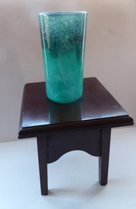 SCOTTISH GLASS. Vintage 1960s Strathearn Cylinder Shape Vase with Copper Aventurine Inclusions and Leaping Salmon Mark