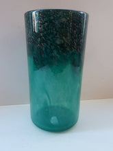 Load image into Gallery viewer, SCOTTISH GLASS. Vintage 1960s Strathearn Cylinder Shape Vase with Copper Aventurine Inclusions and Leaping Salmon Mark
