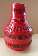 Load image into Gallery viewer, 1960s Red Abstract Vase. Fabulous Shape and Colour, with Incised Decoration
