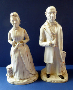 BRITISH POLITICS. Pair of Rare Cast Staffordshire Figures of Mr and Mrs Gladstone. 1890s