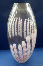 Load image into Gallery viewer, MASSIVE Vintage Murano Vase. Signed TOSO Murano. Chunky Clear Glass with Latticino Canes; 16 inches (nearly 4.3 kg)
