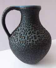 Load image into Gallery viewer, 1950s Albert Kiessling Black &quot;Snakeskin&quot; Ceramic Jug or Pitcher.
