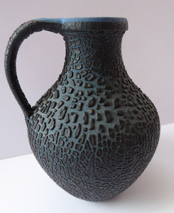 1950s Albert Kiessling Black "Snakeskin" Ceramic Jug or Pitcher.