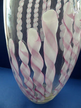 Load image into Gallery viewer, MASSIVE Vintage Murano Vase. Signed TOSO Murano. Chunky Clear Glass with Latticino Canes; 16 inches (nearly 4.3 kg)
