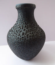 Load image into Gallery viewer, 1950s Albert Kiessling Black &quot;Snakeskin&quot; Ceramic Jug or Pitcher.
