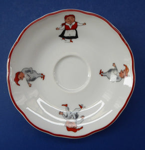 Vintage NORWEGIAN Porsgrund NISSE Elves or Gnomes THREE Spare Saucers. Dated 1993 on the base