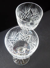 Load image into Gallery viewer, LARGE Pair of Vintage EDINBURGH CRYSTAL Wine Glasses. Iona Pattern. Etched mark for 1980s
