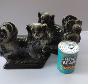 SCOTTISH POTTERY Antique Bo'ness Pekingese Mantle Dogs.