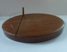 Load image into Gallery viewer, 1970s Teak Cheese Board Made from a Thick Slab of Wood with Little Peg to Hold the Cutting Wire
