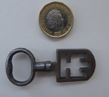 Load image into Gallery viewer, Antique Steel Odell Key. SCOTTISH 18th or 19th Century Door Key for historic EDINBURGH TENEMENT. Good Antique Condition
