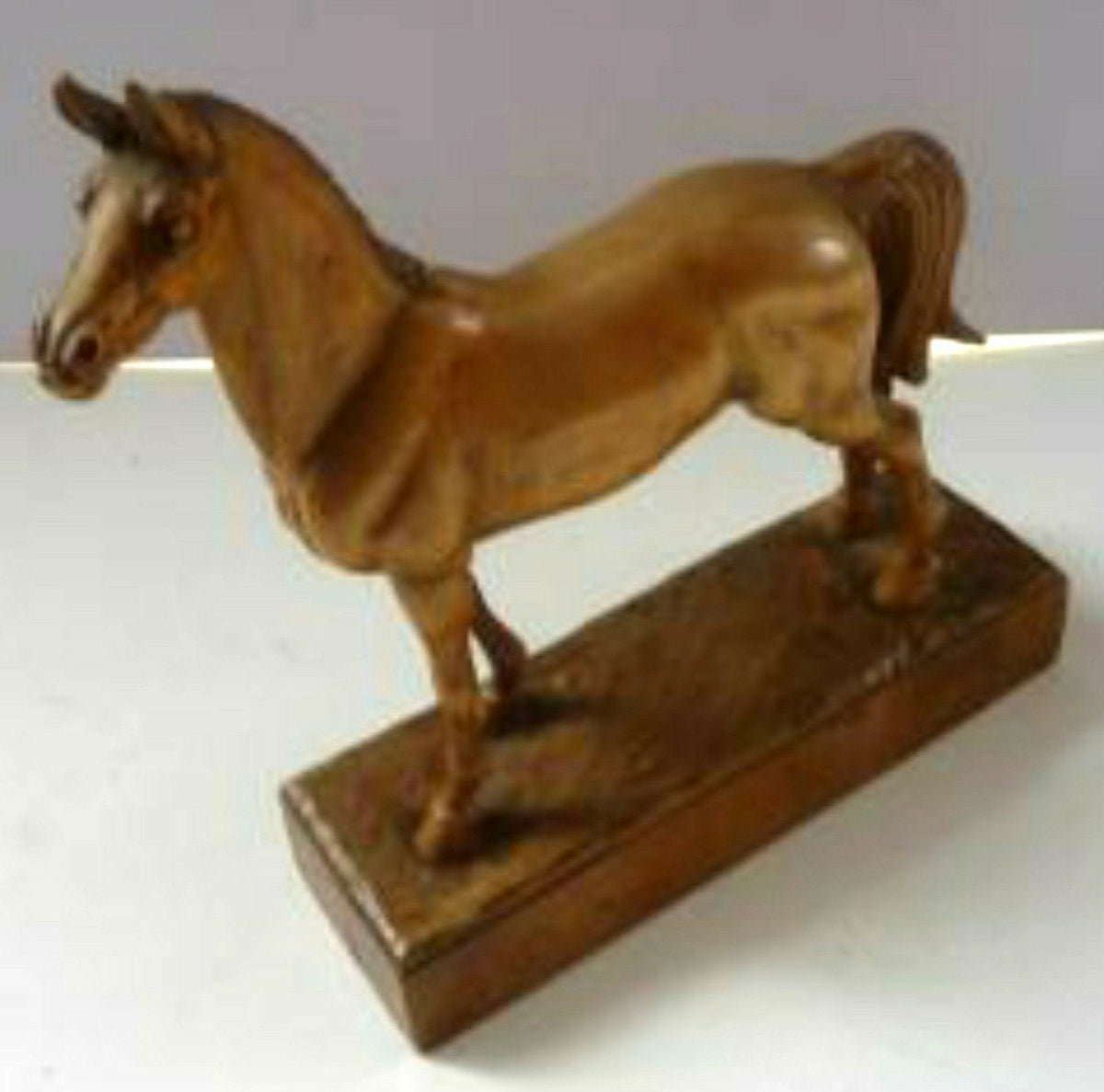 FAUST LANG (1887 - 1983) Rare Carved Miniature Figure of a Horse. Inci ...