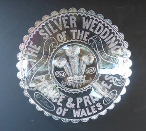 King Edward VII Silver Wedding Clear Pressed Glass Dish. 1863 - 1888. 9 1/4 inches. RARER Royal Memorabilia