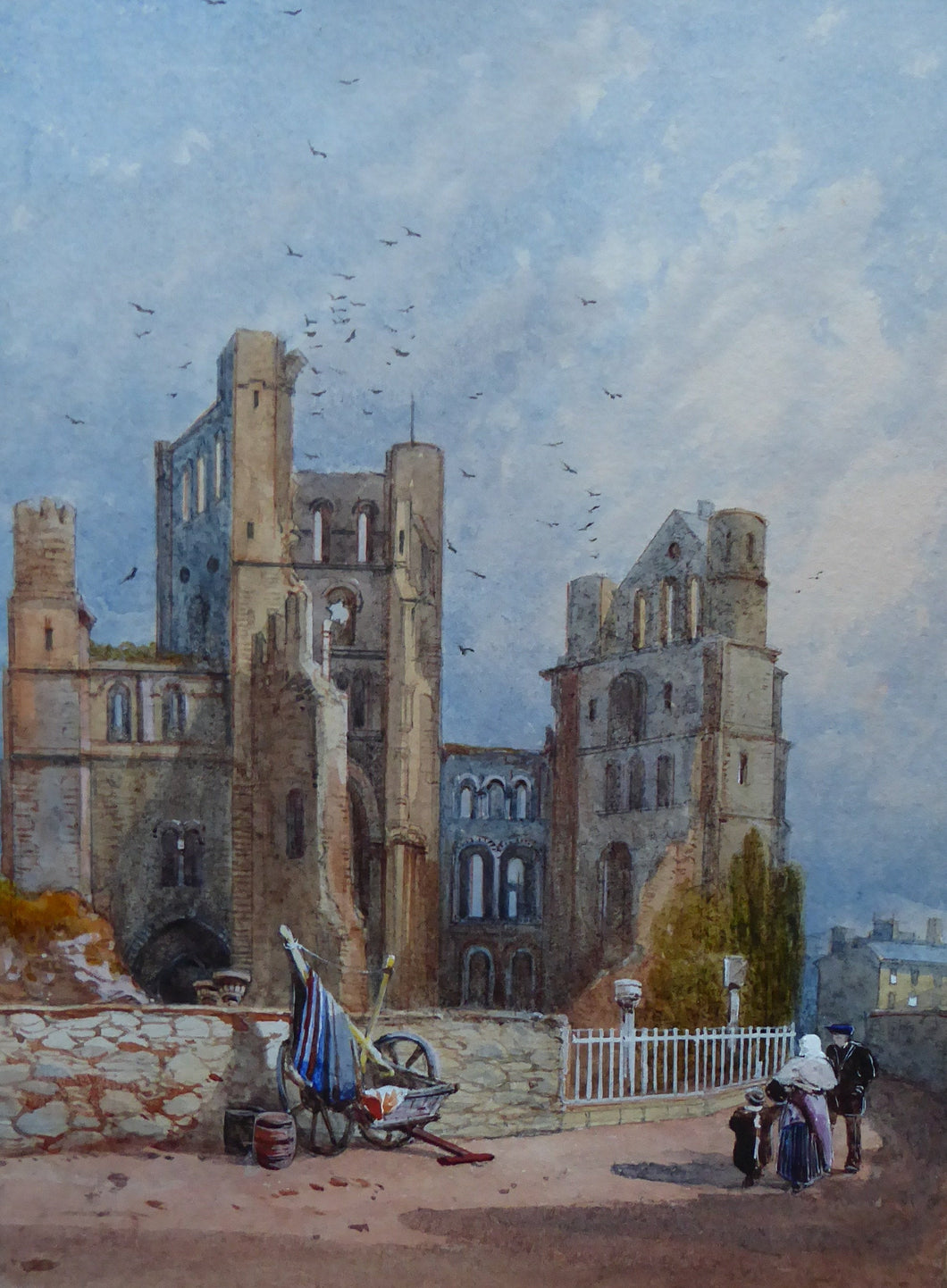 James Burrell Smith (1822 - 1897). View of a Medieval Border Abbey (probably Kelso Abbey). Watercolour (Framed)